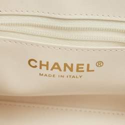 Pre Owned Chanel White Quilted Leather Nano Kelly Shopper Bag