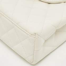 Pre Owned Chanel White Quilted Leather Nano Kelly Shopper Bag