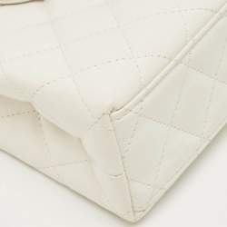 Pre Owned Chanel White Quilted Leather Nano Kelly Shopper Bag