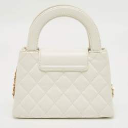 Pre Owned Chanel White Quilted Leather Nano Kelly Shopper Bag