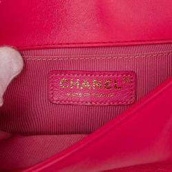 Pre Owned Chanel Pink Mini Tweed and Lambskin Boy Flap