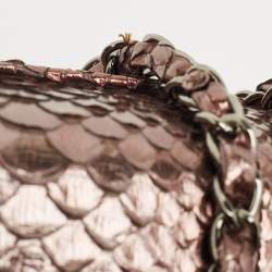 Pre Owned Chanel Metallic Python Medium Classic Double Flap Bag