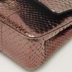 Pre Owned Chanel Metallic Python Medium Classic Double Flap Bag