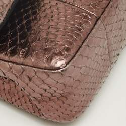 Pre Owned Chanel Metallic Python Medium Classic Double Flap Bag