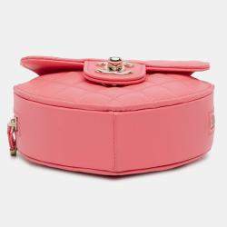 Pre Owned Chanel Pink Mini Lambskin CC in Love Heart Crossbody