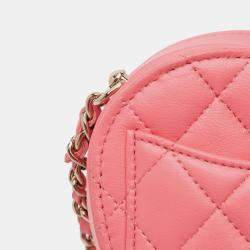 Pre Owned Chanel Pink Mini Lambskin CC in Love Heart Crossbody