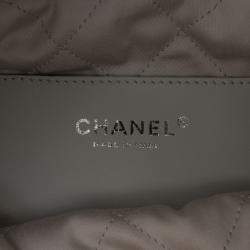Pre Owned Chanel Silver Mini Metallic Calfskin 22 Satchel