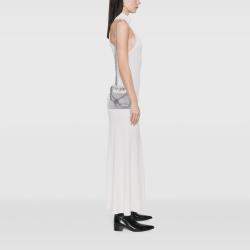 Pre Owned Chanel Silver Mini Metallic Calfskin 22 Satchel