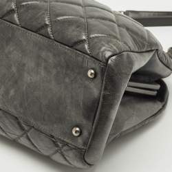 Pre Owned Chanel Grey Quilted Aged Leather Large Just Mademoiselle Bag