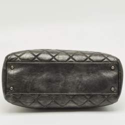 Pre Owned Chanel Grey Quilted Aged Leather Large Just Mademoiselle Bag