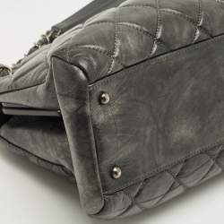 Pre Owned Chanel Grey Quilted Aged Leather Large Just Mademoiselle Bag