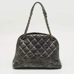 Pre Owned Chanel Grey Quilted Aged Leather Large Just Mademoiselle Bag