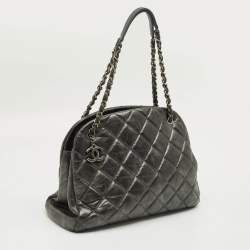 Pre Owned Chanel Grey Quilted Aged Leather Large Just Mademoiselle Bag