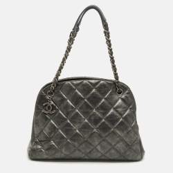 Pre Owned Chanel Grey Quilted Aged Leather Large Just Mademoiselle Bag