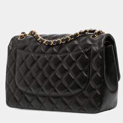 Pre Owned Chanel Black Jumbo Classic Lambskin Double Flap