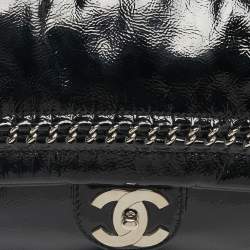 Pre Owned Chanel Black Patent Leather Luxe Ligne Flap Bag