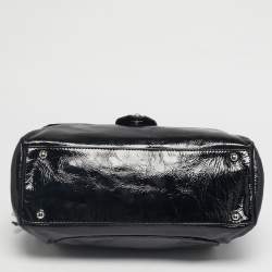 Pre Owned Chanel Black Patent Leather Luxe Ligne Flap Bag