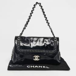 Pre Owned Chanel Black Patent Leather Luxe Ligne Flap Bag