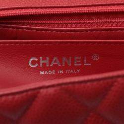 Pre Owned Chanel Red Maxi Classic Caviar Single Flap