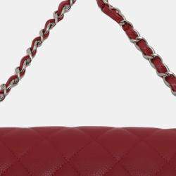 Pre Owned Chanel Red Maxi Classic Caviar Single Flap