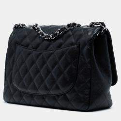 Pre Owned Chanel Black Jumbo Classic Caviar Single Flap