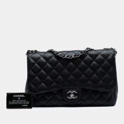 Pre Owned Chanel Black Jumbo Classic Caviar Single Flap