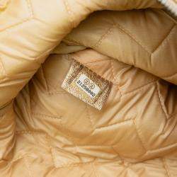 Pre Owned Chanel Gold Medium Chevron Metallic Calfskin O Case Clutch