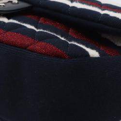 Pre Owned Chanel Multicolor Jumbo Stripe Jersey Felt and Rope Flap