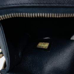 Pre Owned Chanel Navy Blue Small Caviar CC Filigree Vanity Case