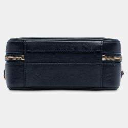 Pre Owned Chanel Navy Blue Small Caviar CC Filigree Vanity Case
