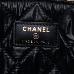 Pre Owned Chanel Black Gold Medium Bicolor Caviar and Iridescent Calfskin O Case Clutch