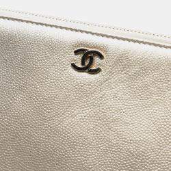 Pre Owned Chanel Black Gold Medium Bicolor Caviar and Iridescent Calfskin O Case Clutch
