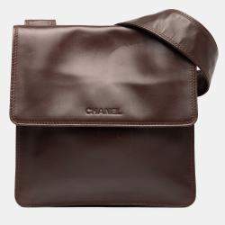Pre Owned Chanel Burgundy Lambskin Leather Crossbody