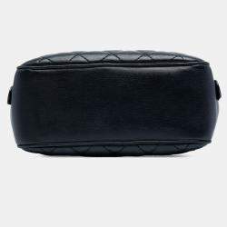 Pre Owned Chanel Black Small CC Quilted Lambskin Top Handle Vanity Case with Chain