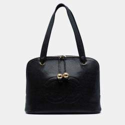 Pre Owned Chanel Black CC Caviar Shoulder Bag