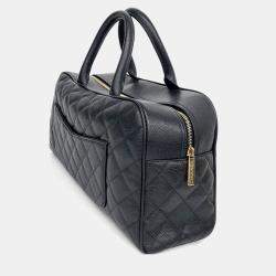 Pre Owned Chanel Black Leather Caviar Tote Bag