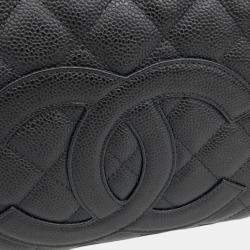 Pre Owned Chanel Black Leather Caviar Tote Bag