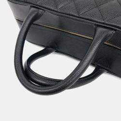 Pre Owned Chanel Black Leather Caviar Tote Bag