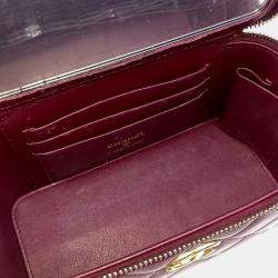 Pre Owned Chanel Burgundy Leather Top Handle Vanity Crossbody Bag
