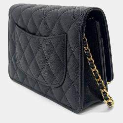 Pre Owned Chanel Black Leather Caviar WOC Mini Crossbody Bag