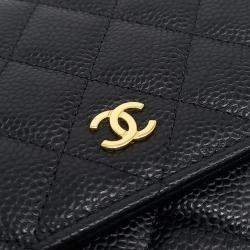 Pre Owned Chanel Black Leather Caviar WOC Mini Crossbody Bag