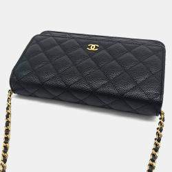 Pre Owned Chanel Black Leather Caviar WOC Mini Crossbody Bag