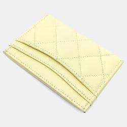 Pre Owned Chanel Yellow Leather Caviar Card Holder