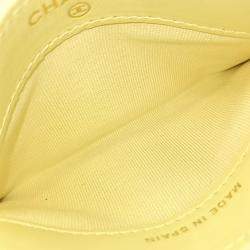 Pre Owned Chanel Yellow Leather Caviar Card Holder