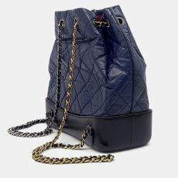 Pre Owned Chanel Black Blue Leather Gabrielle Backpack