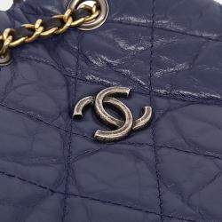 Pre Owned Chanel Black Blue Leather Gabrielle Backpack