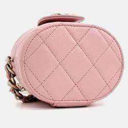 Pre Owned Chanel Pink Leather Vanity Cosmetic Mini Crossbody Bag
