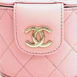 Pre Owned Chanel Pink Leather Vanity Cosmetic Mini Crossbody Bag