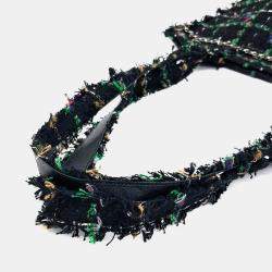 Pre Owned Chanel Black Tweed Tweed Robot Chain Shopper Bag