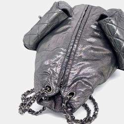 Pre Owned Chanel Silver Leather backpack
